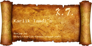 Karlik Tamás névjegykártya